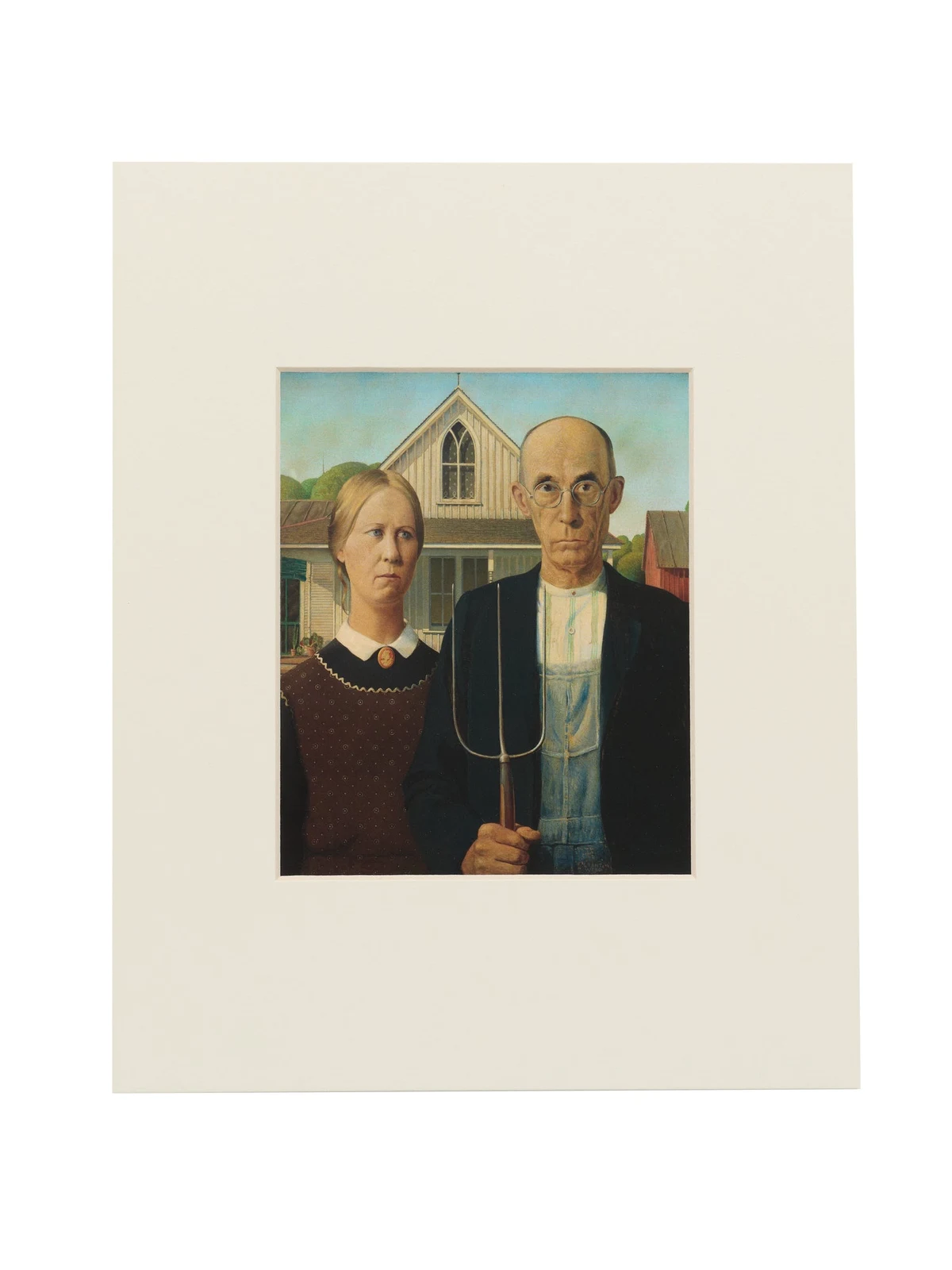 Grant Wood American Gothic Matted Note Card by DIAMOND DIE AND BEVEL CUTTING.