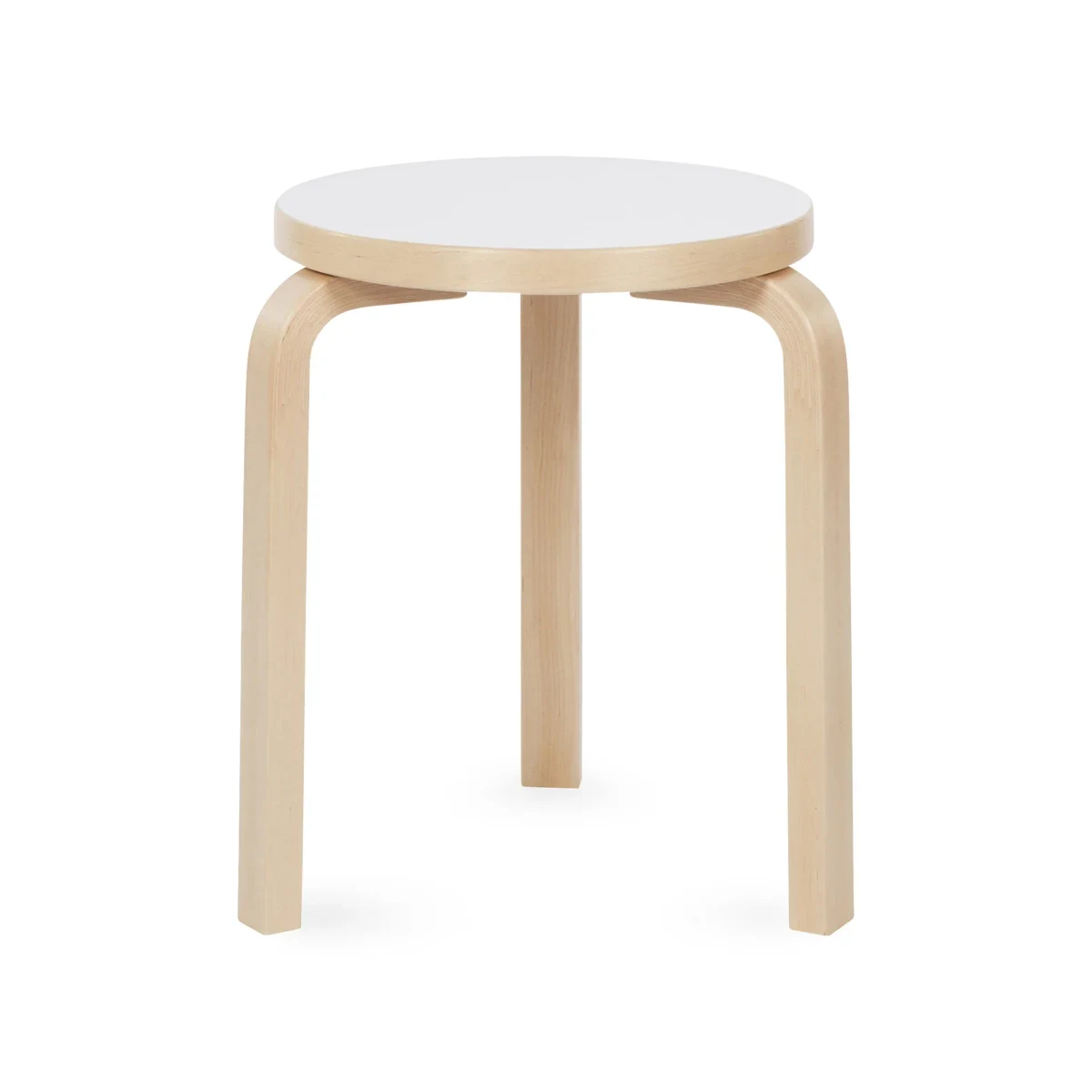 Aalto Stacking Stool 60, White/Birch by Artek · Alvar Aalto.