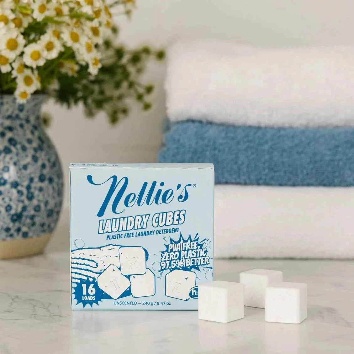 Laundry Cubes | Plastic-Free Detergent Pods – 16 Load Box by NELLIE'S ALL-NATURAL.