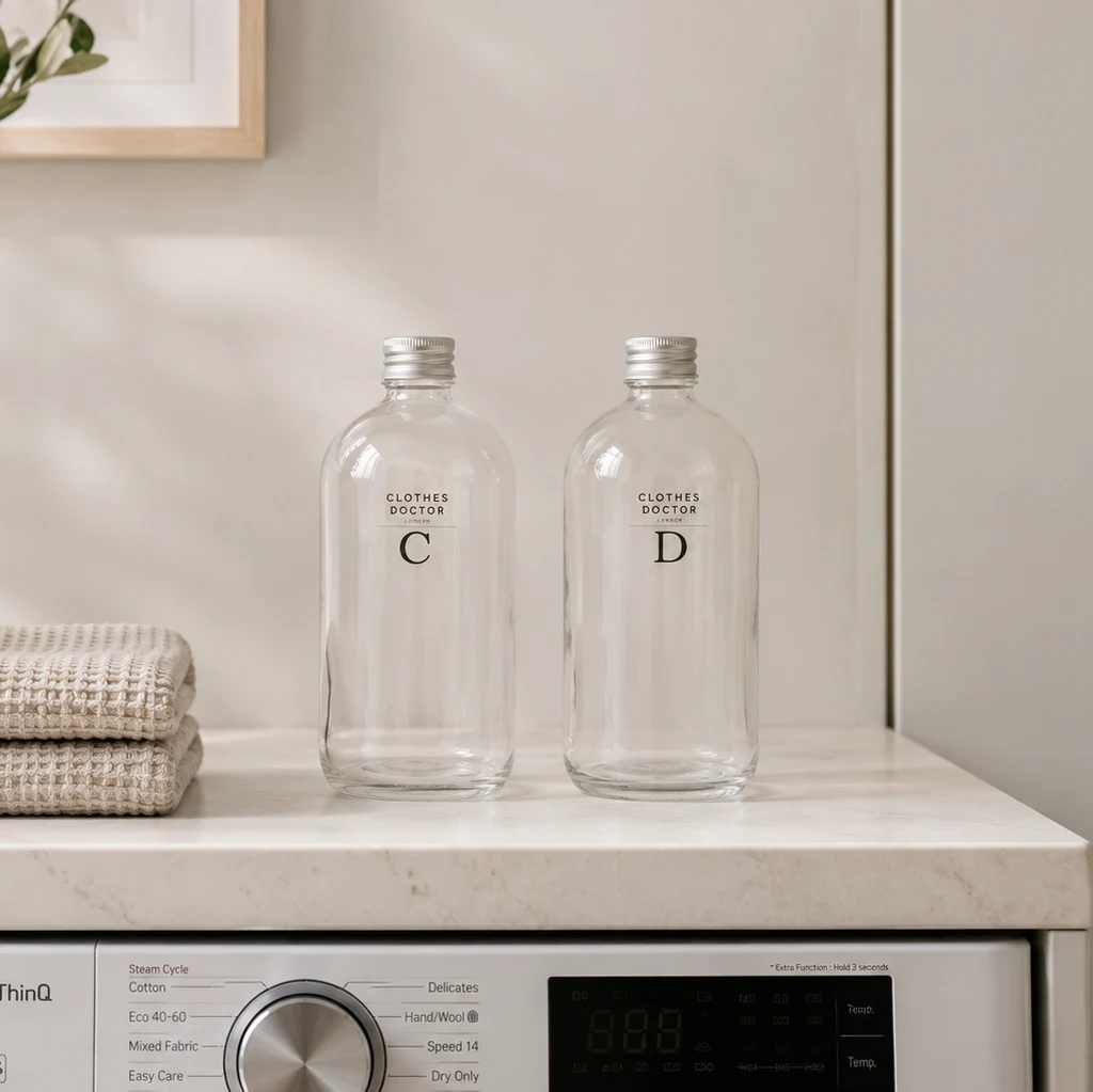 Glass Bottles for Everyday Laundry (Pair) by Clothes Doctor.