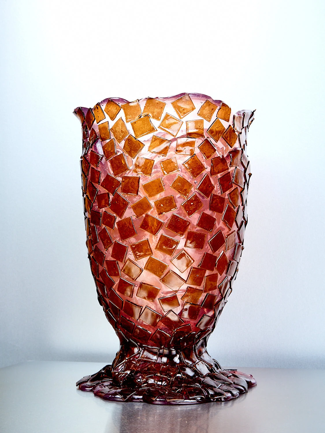 Large Rock Vessel in Pink Amber by Fish Design by Gaetano Pesce.