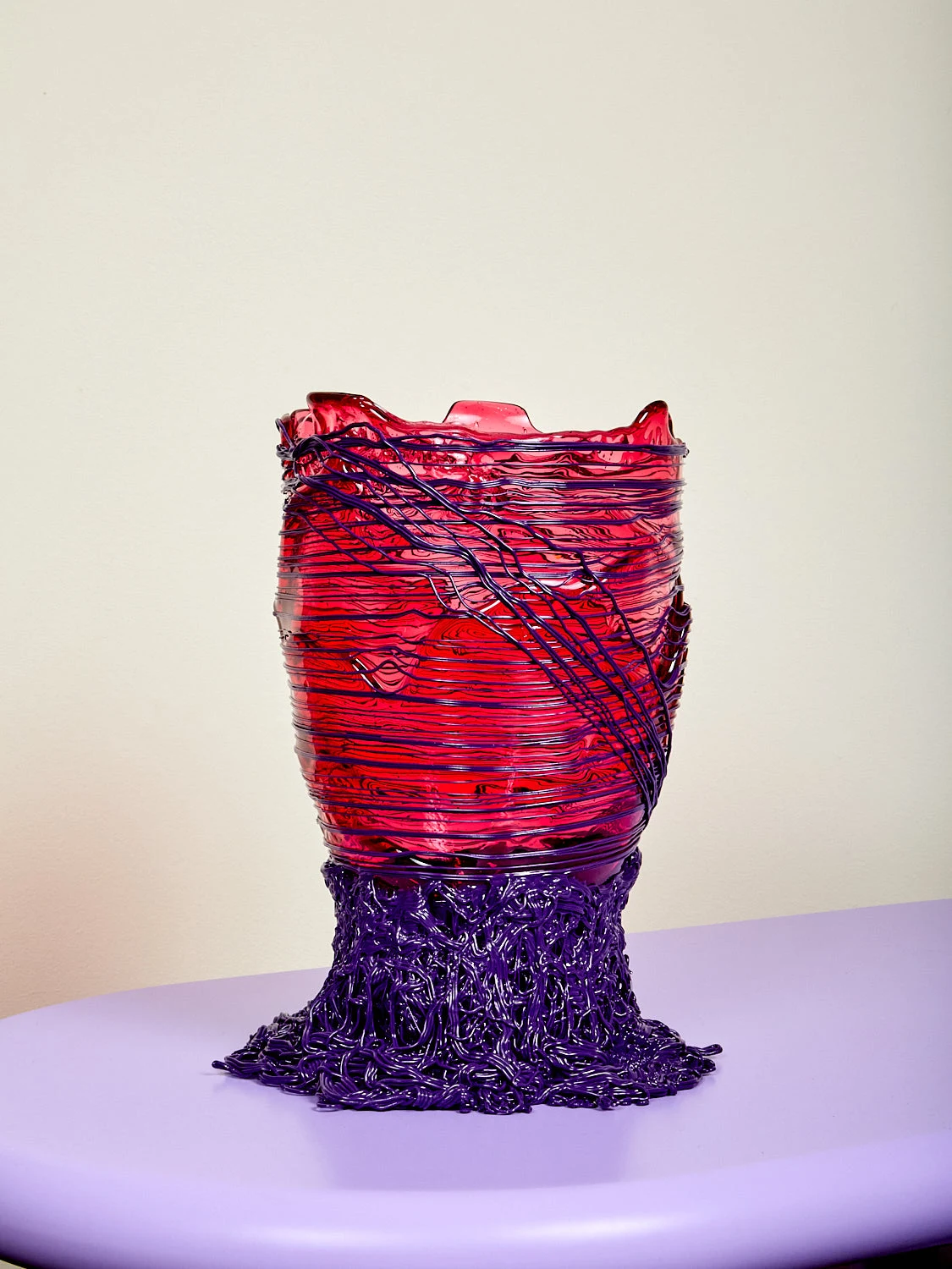 Large Spaghetti Vessel in Fuchsia by Fish Design by Gaetano Pesce.