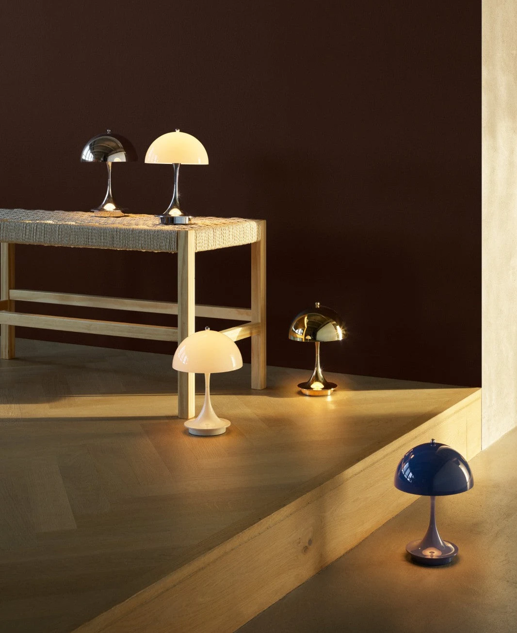 Panthella 160 Portable Lamp Chrome by Louis Poulsen.