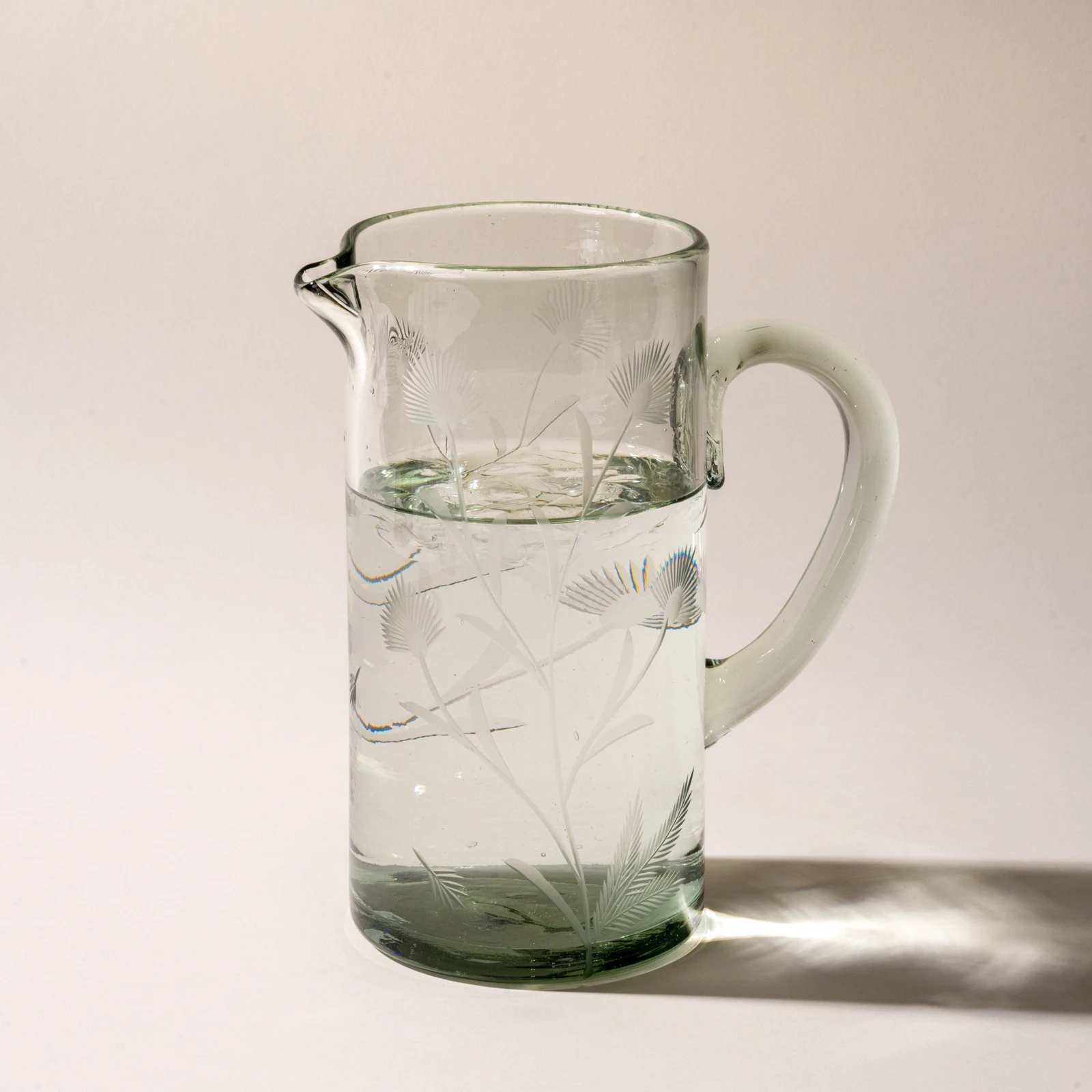 Etched Thistle Pitcher by CENTRAL DE VIDRIO SOPLADO DE JALISCO S.A. DE C.V..