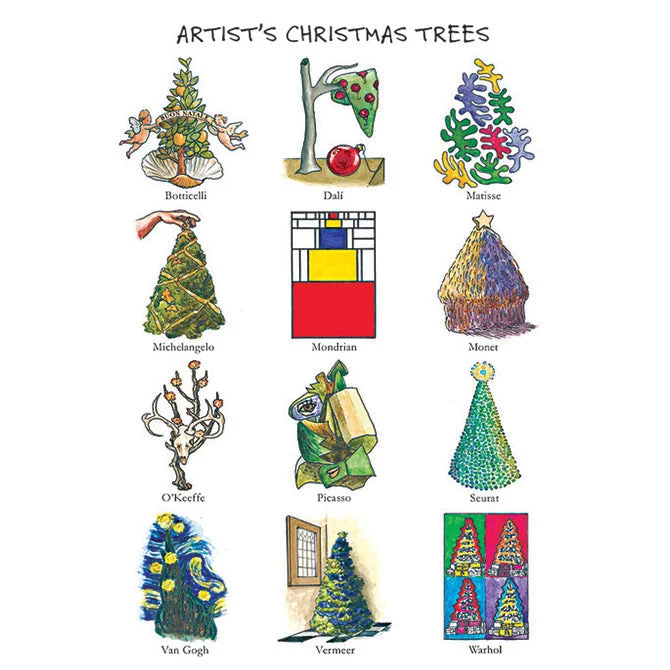 Artist Christmas Trees Boxed Holiday Cards by ALLPORT EDITIONS.