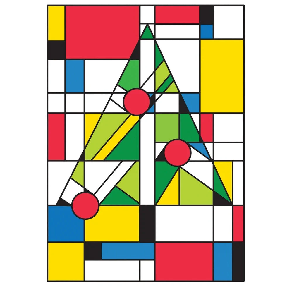 Mondrian Tree Boxed Holiday Notecards by ALLPORT EDITIONS.