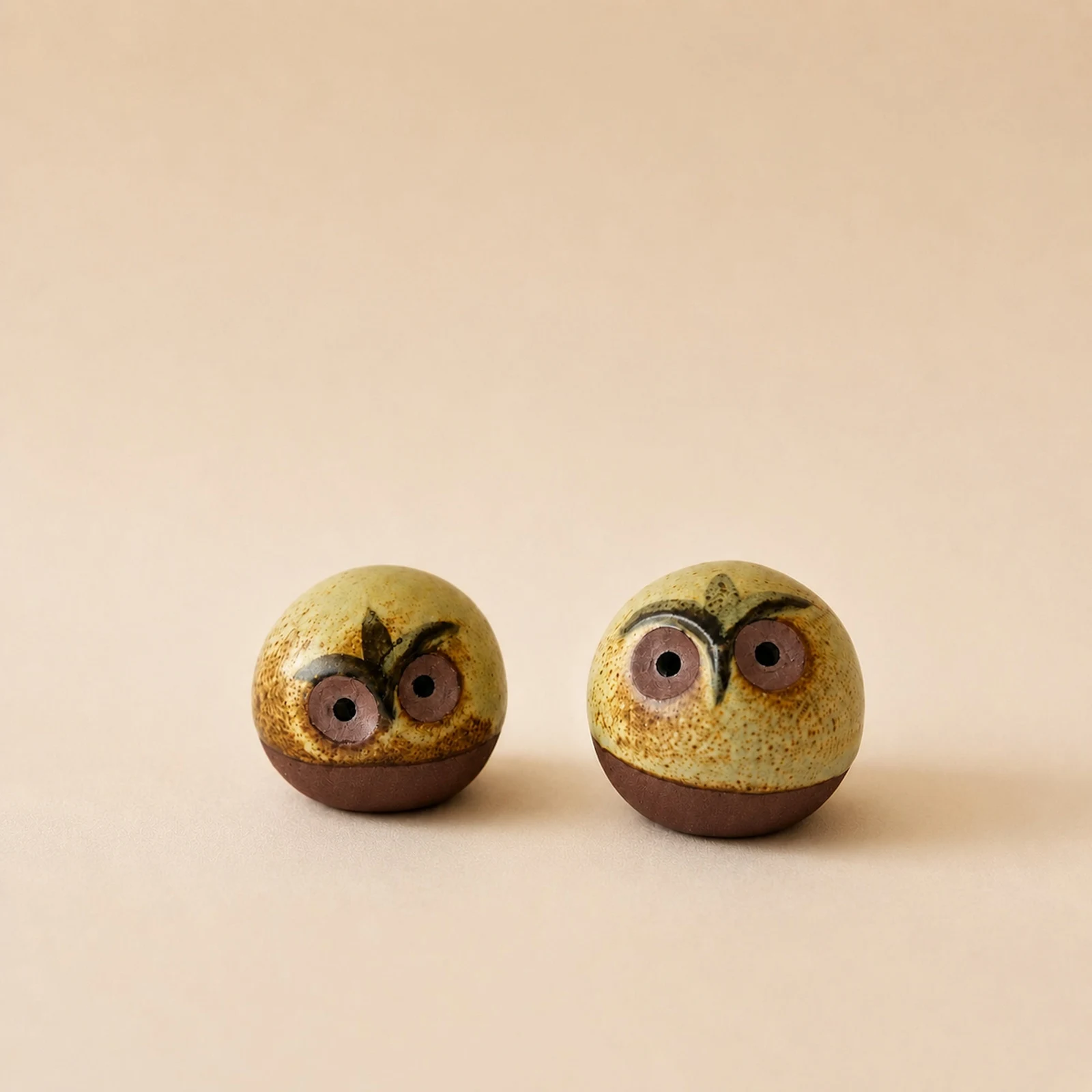 Ceramic Owl Figurine - Set of 2 by Kashiwa Craft.