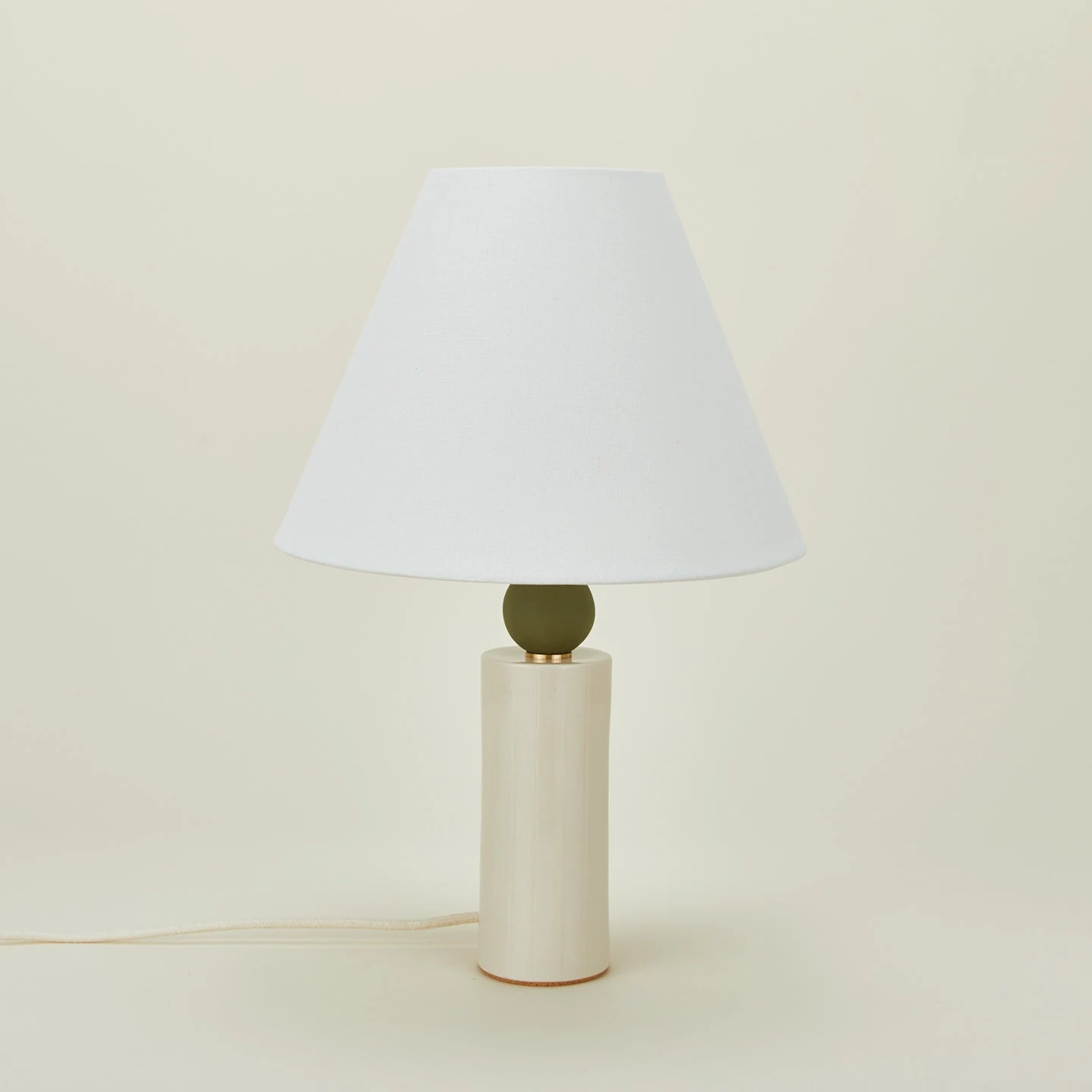 Pillar Table Lamp - Neutral Stripe by Pigeontoe Ceramics.