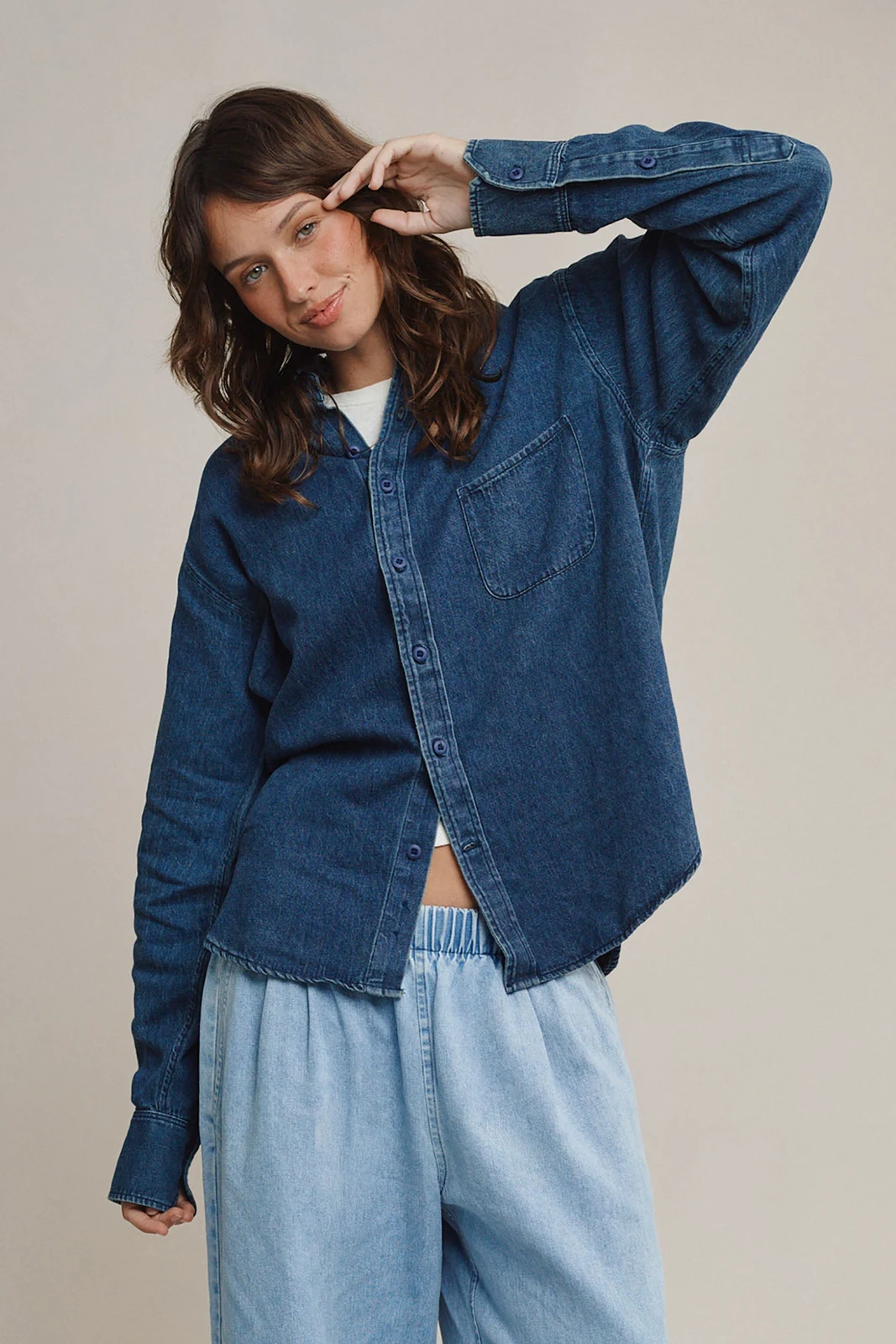 Denim Catalina Button Down Shirt by Jungmaven Women.