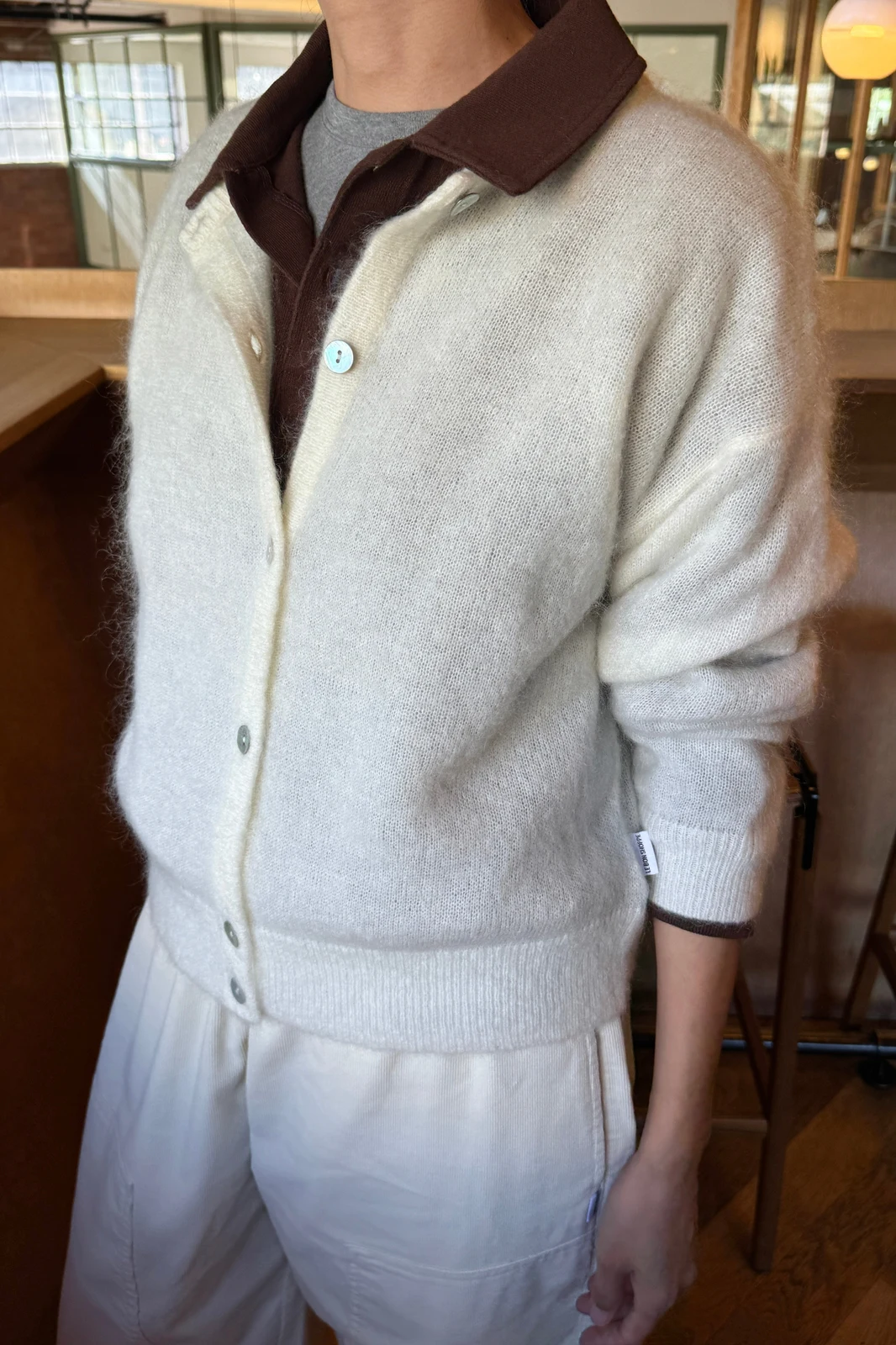 Ayla Mohair Cardigan - Pearl by INLOOK.