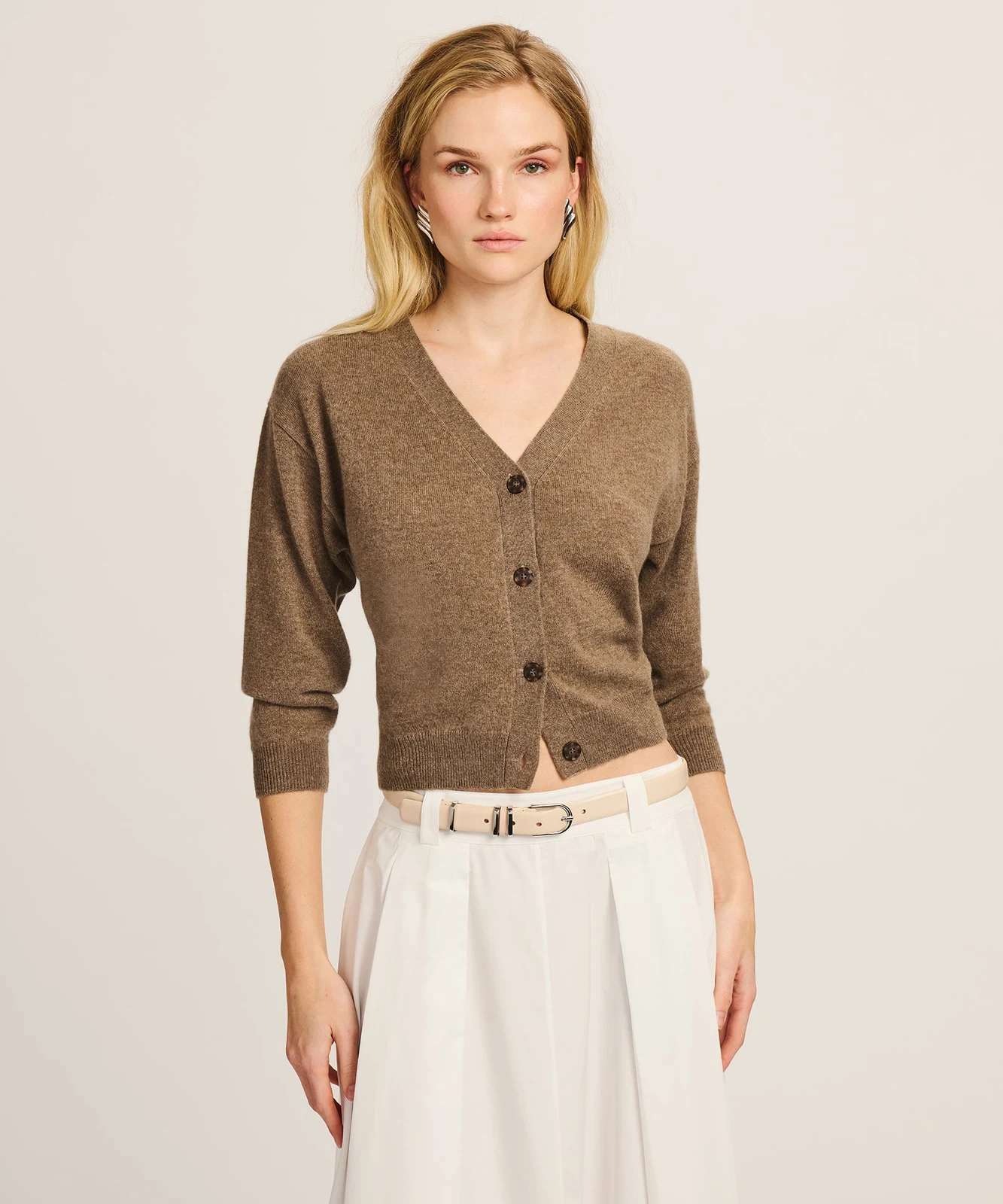 Signature Cashmere Three-Quarter Sleeve Cardigan by NAADAM.