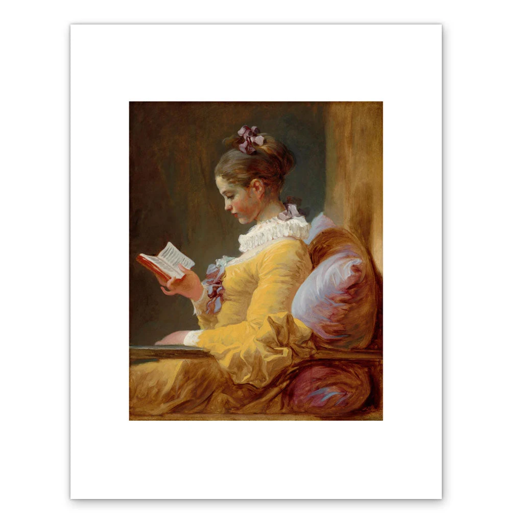 Jean-Honoré Fragonard, Young Girl Reading, 11 × 14" Print by National Gallery of Art Shop.