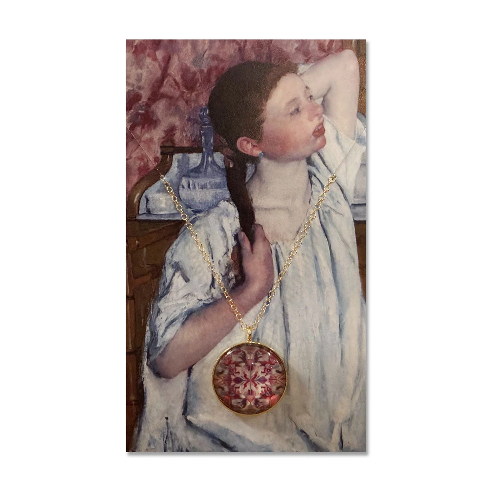 Mary Cassatt, Girl Arranging Her Hair, Gold Necklace by National Gallery of Art.
