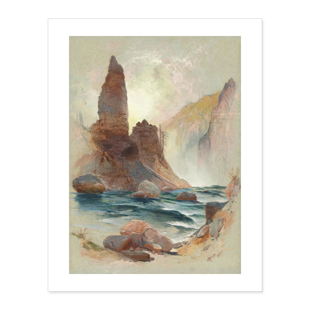 Thomas Moran, Tower at Tower Falls, Yellowstone, 11 × 14" Print by National Gallery of Art Shop.