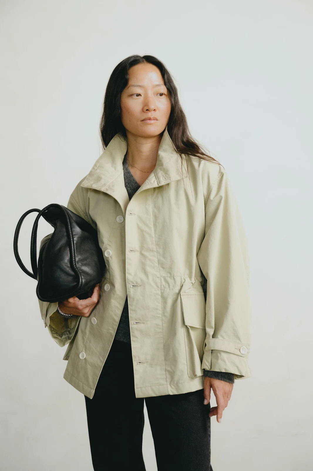 Anorak, Recycled Nylon Gabardine, Light Khaki by OZMA.