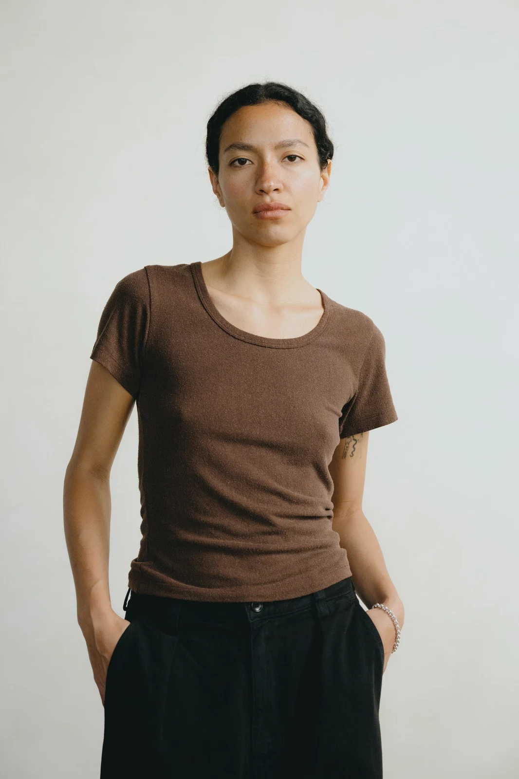 Baby Tee, Regen Silk Noil Jersey, Manzanita by OZMA.