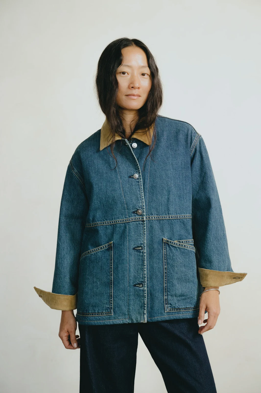 Lined Loretta Jacket, Tencel Denim, Vintage Dark by OZMA.