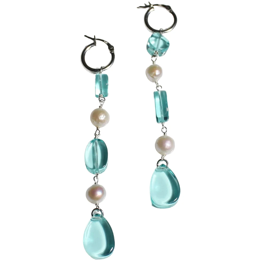 Bead & Pearl Hoop Earrings - Pool by Woll Jewelry.
