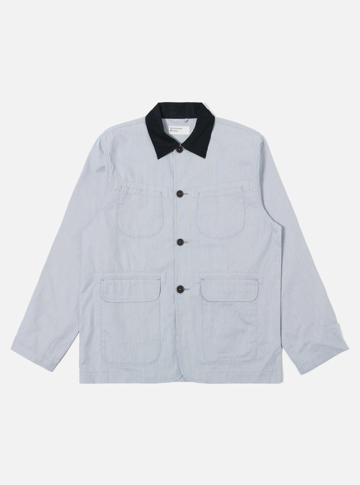 Navy Kennedy Stripe Labour Jacket by Universal Works.