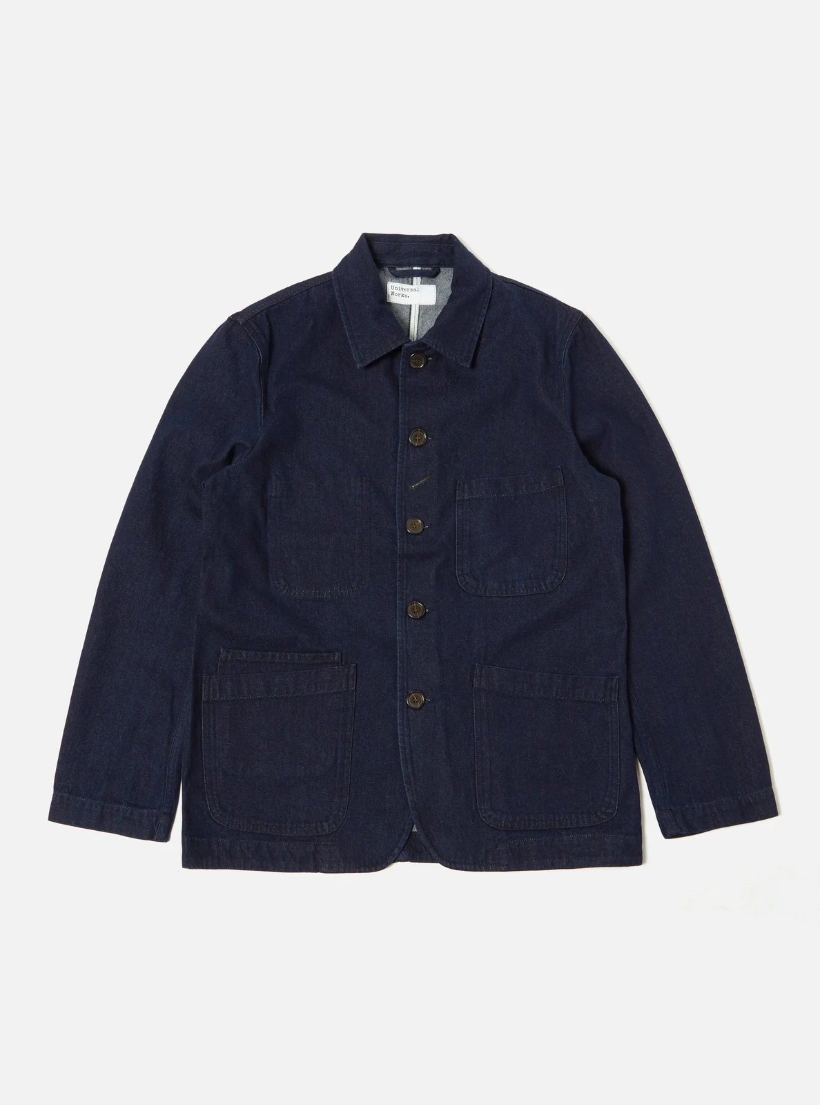 Indigo 11oz Denim Bakers Chore Jacket by Universal Works.